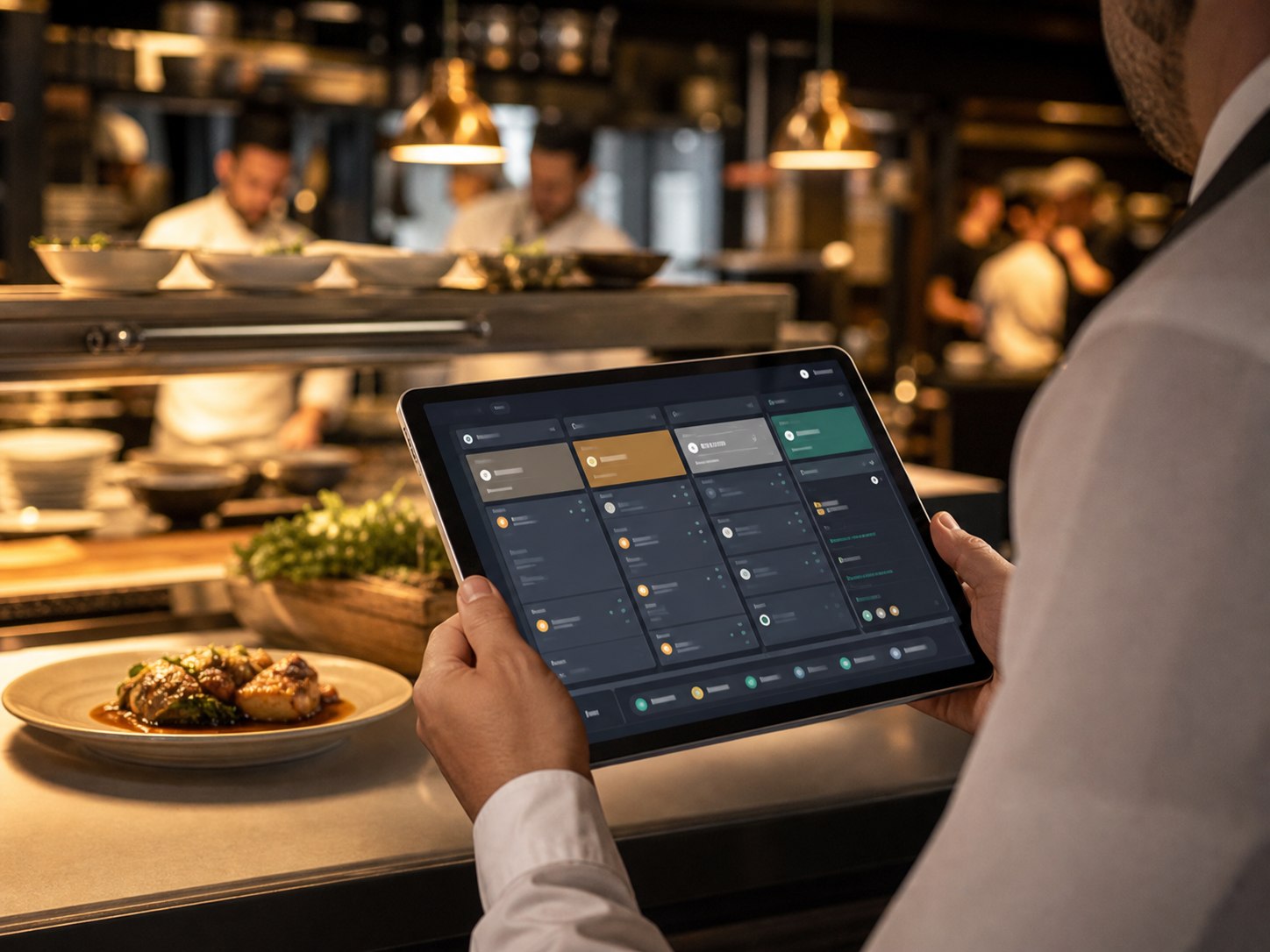 Restoran sipariş yönetimi tablet ekranı
