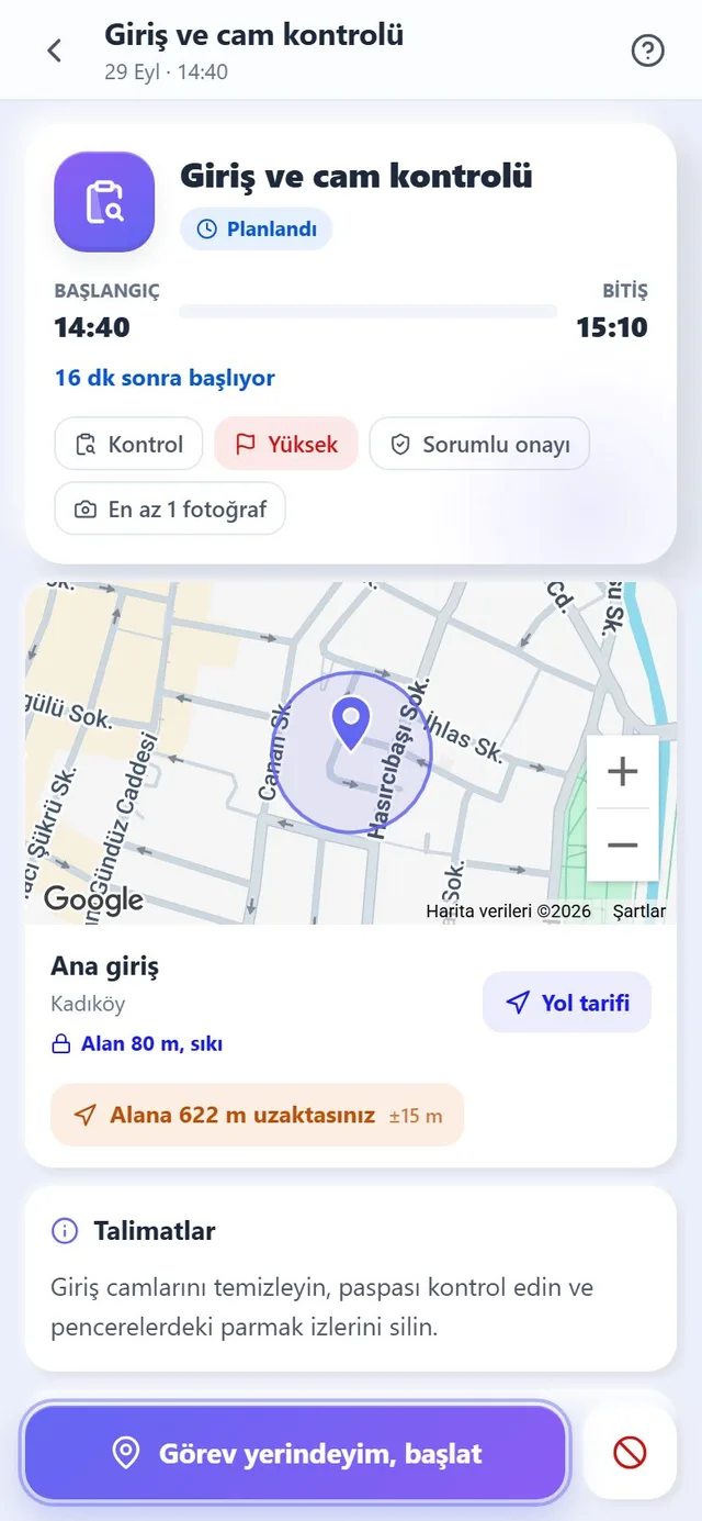 Sıkı kuralda alana 482 metre kaldığını gösteren görev ekranı